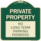 Signmission Private Property No Long-Term Parking Permitted Heavy-Gauge Aluminum Sign, 18" x 18", G-1818-23253 A-DES-G-1818-23253 - alternate 1